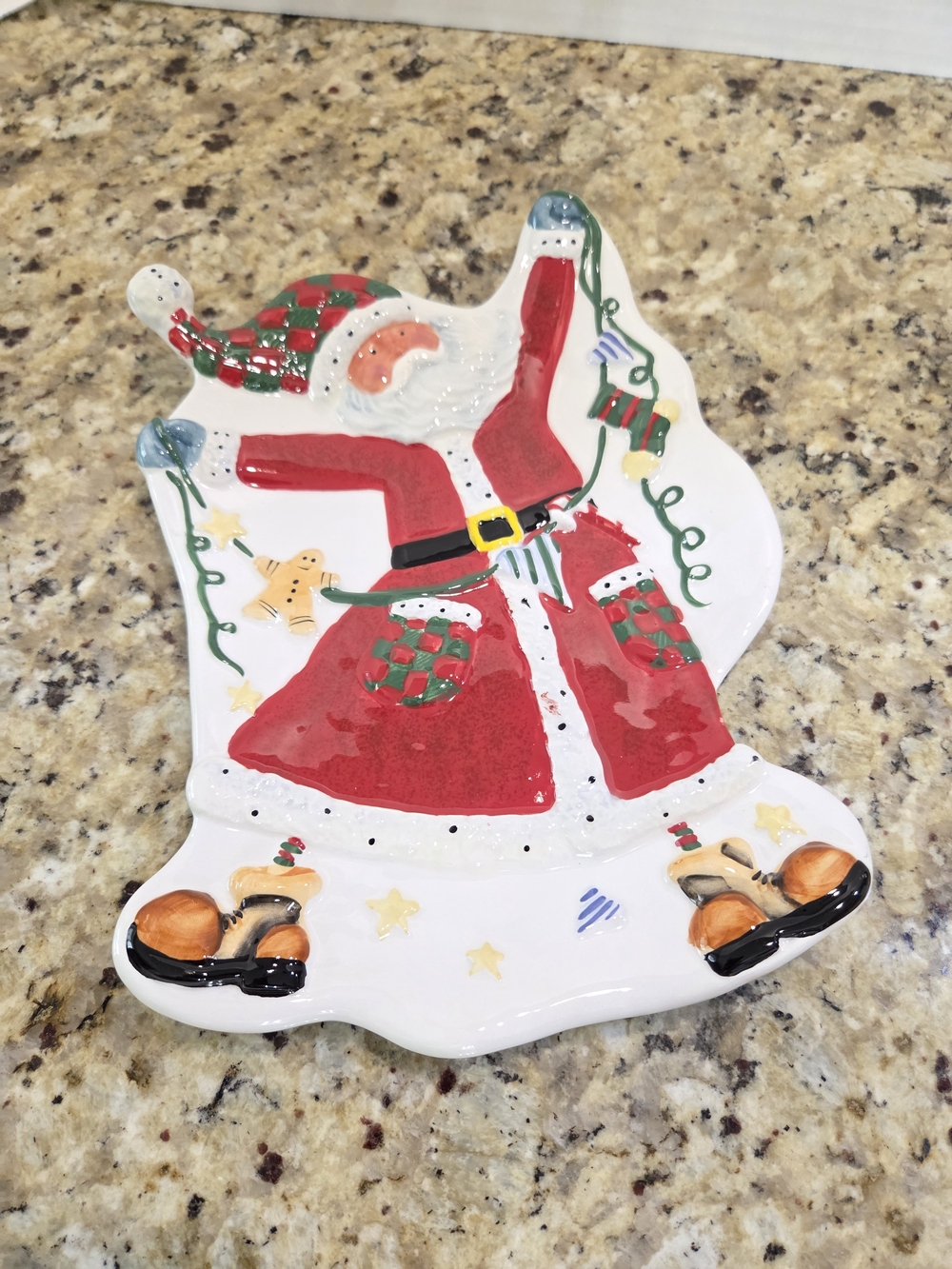 Susan Winget Celebrate Santa Christmas Ceramic Candy Dish Trinket Holiday Plate